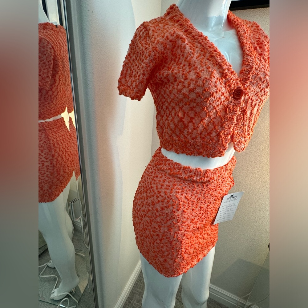 RARE SAMPLE Summer Orange two piece skirt set